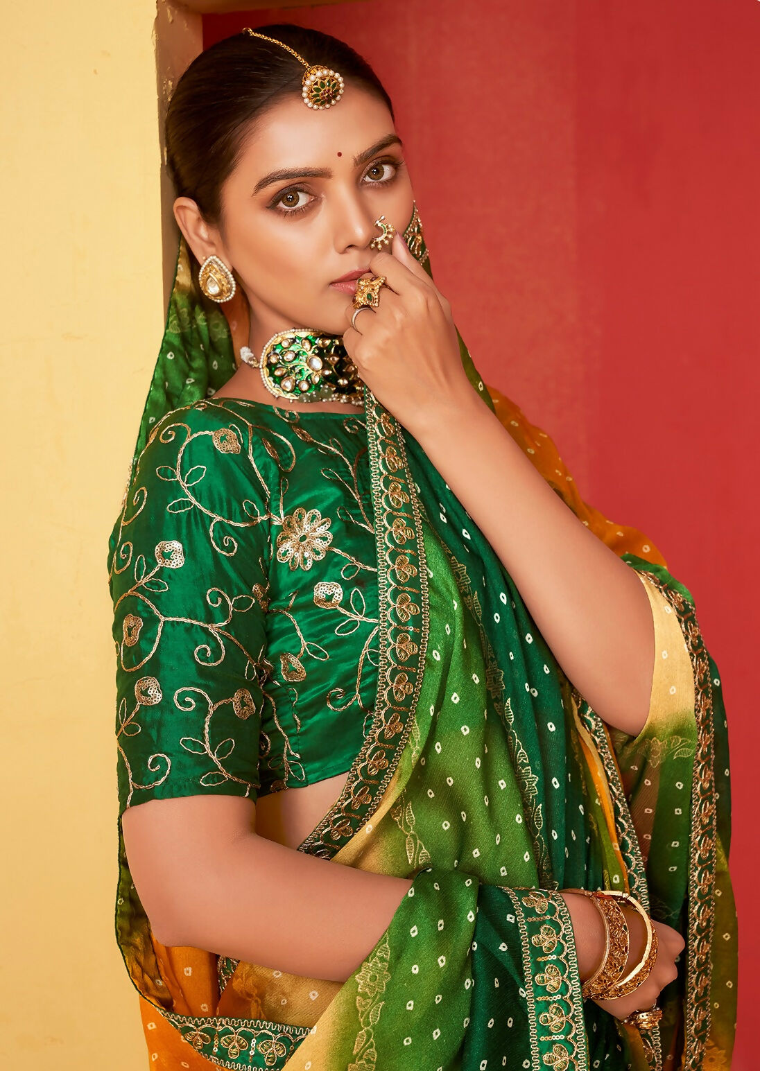 Joban Fashion Dola Silk With Zari Border Shaded Multi Color Work Saree