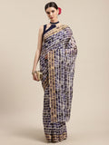 Ahalyaa Women's Purple Chanderi Digital Print Saree - Distacart