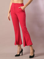 Myshka Women's Pink Solid Party Parallel Trousers