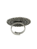 NVR Women Oxidised Silver-Plated Adjustable Finger Ring