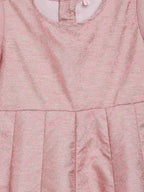 Ahalyaa Pink Poly Silk Gold Print Girl's Kids Dress For Girls