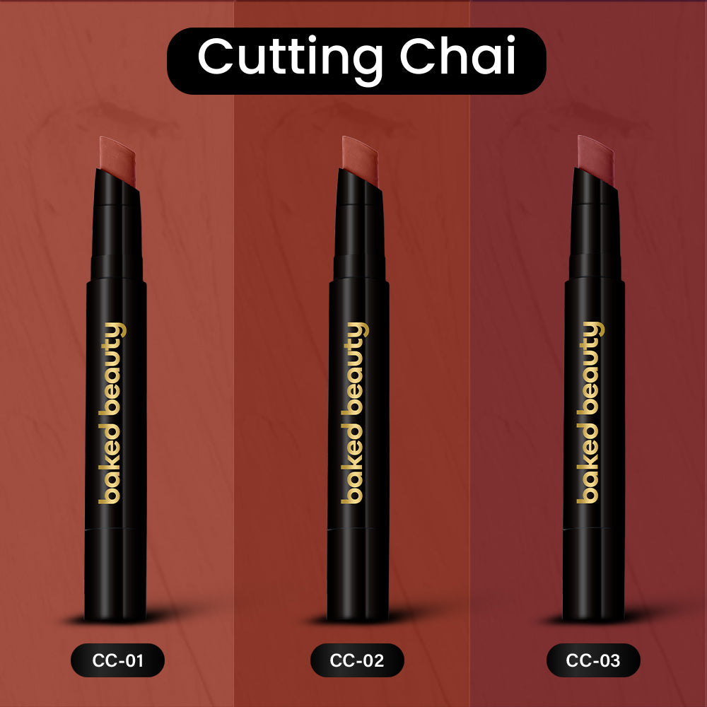 Baked Beauty My Crayon Cutting Chai Matte Lip Cream Lipsticks (Set of 3)