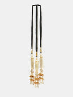 Ruby Raang Gold Gota Pati Work And Threads With Pearrls And Black Thread And Shells - Distacart