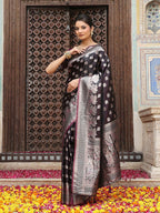 Shree Shyam Fashion Wine Silk Saree - Distacart