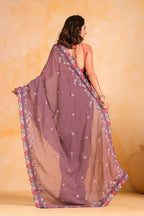 Vamsee Priya Lavender Georgette Silk Saree