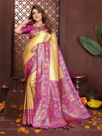 Aastha Fashion Yellow Tissue Silk Weaving Saree - Distacart