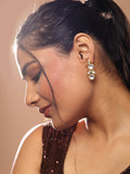White Gold-Toned Contemporary Gold-Plated Drops Earrings - Ruby Raang - Distacart
