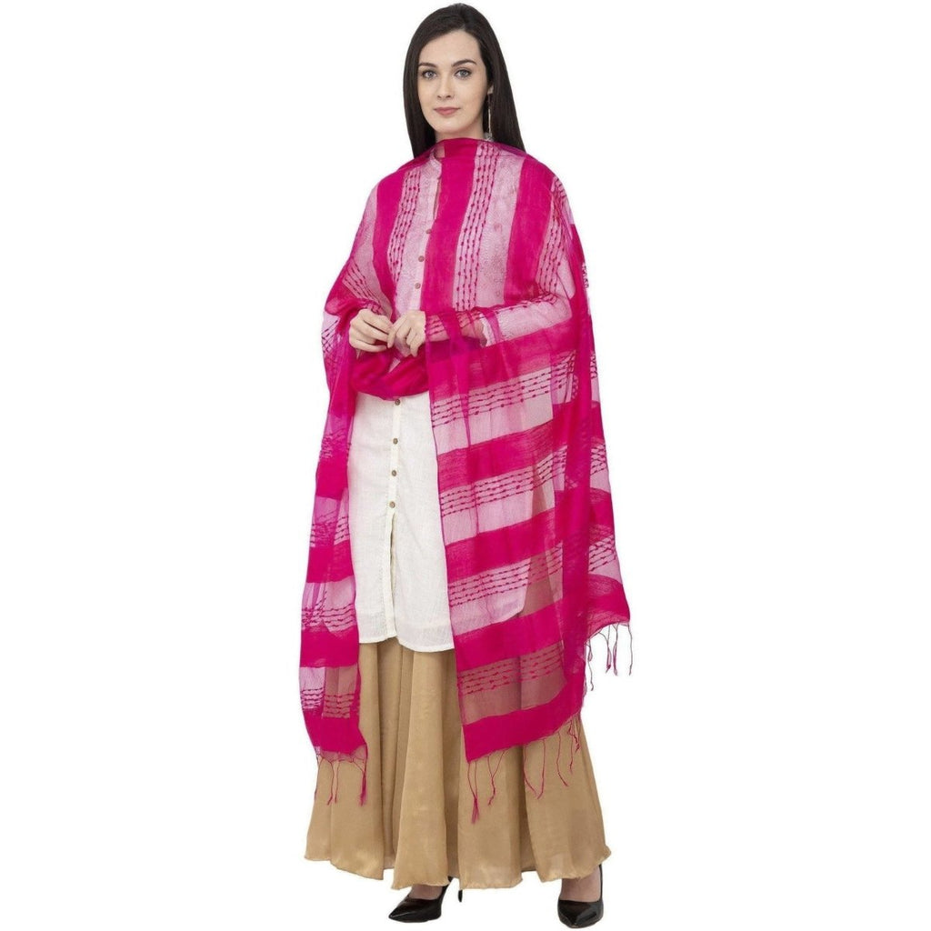 A R SILK Payal Plan Regular Dupatta Rani Color Dupatta or Chunni