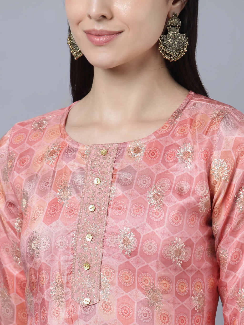 Myshka Stylish Pink 3/4 Sleeve Women's Kurta - Distacart