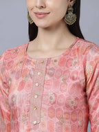 Myshka Stylish Pink 3/4 Sleeve Women's Kurta - Distacart