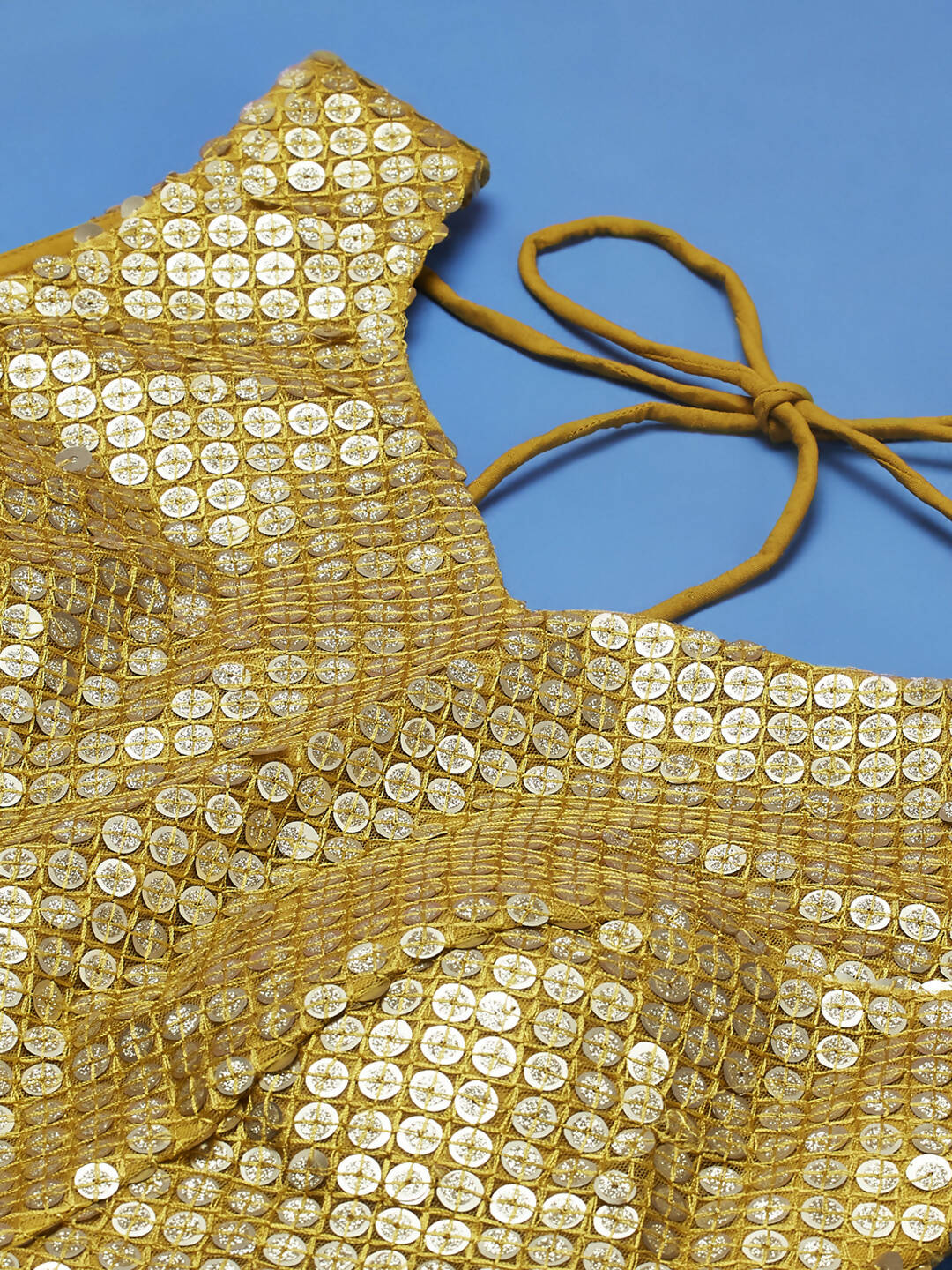 House of Panchhi Mustard Net Sequinse Work Lehenga & Blouse, Dupatta