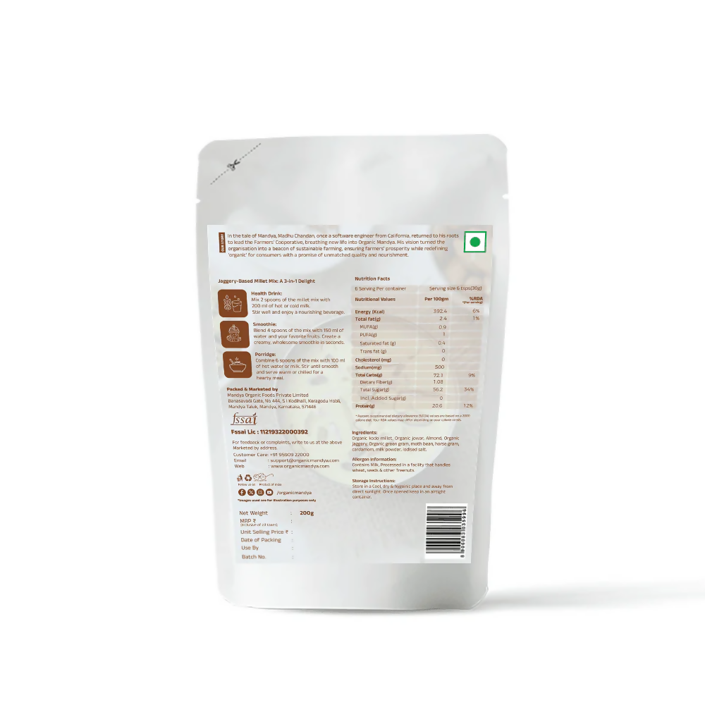 Organic Mandya Millet Badam Milk - Instant Drink