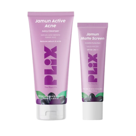 PLIX The Plant Fix Jamun Active Acne Kit With Spf 50+ Sunscreen & Juicy Cleanser