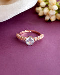 VOJ white CZ-detail Stainless Steel Cubic Zirconia Gold-Polished adjustable finger Ring