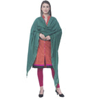 A R SILK Rama green Color Golden border Cotton Dupattas and Chunnis