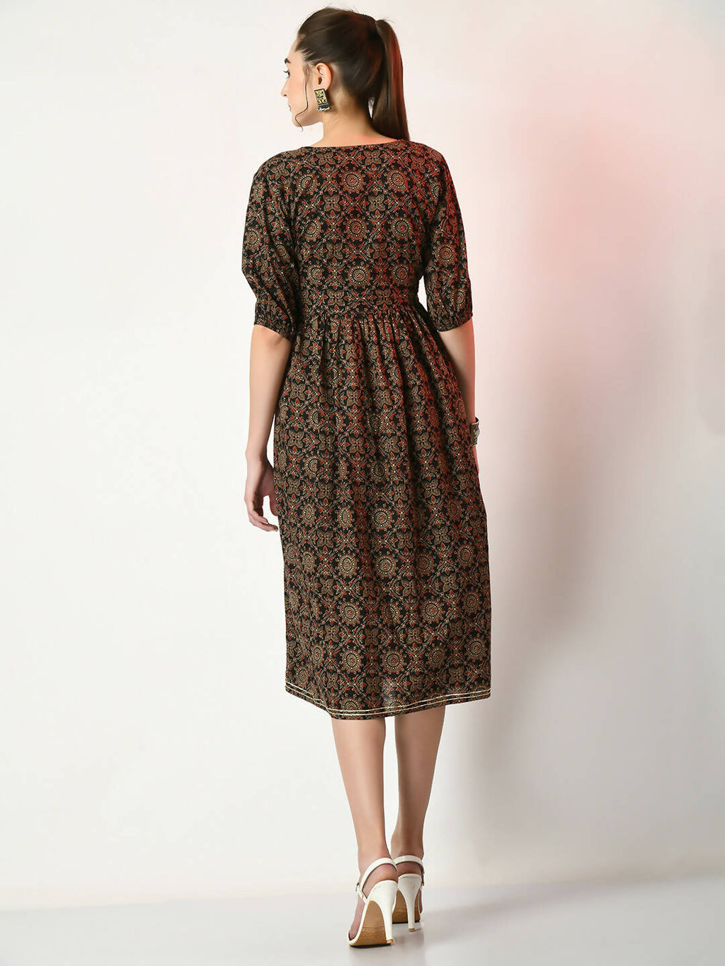 Myshka Women's Multi Empire Printed Dress - Distacart
