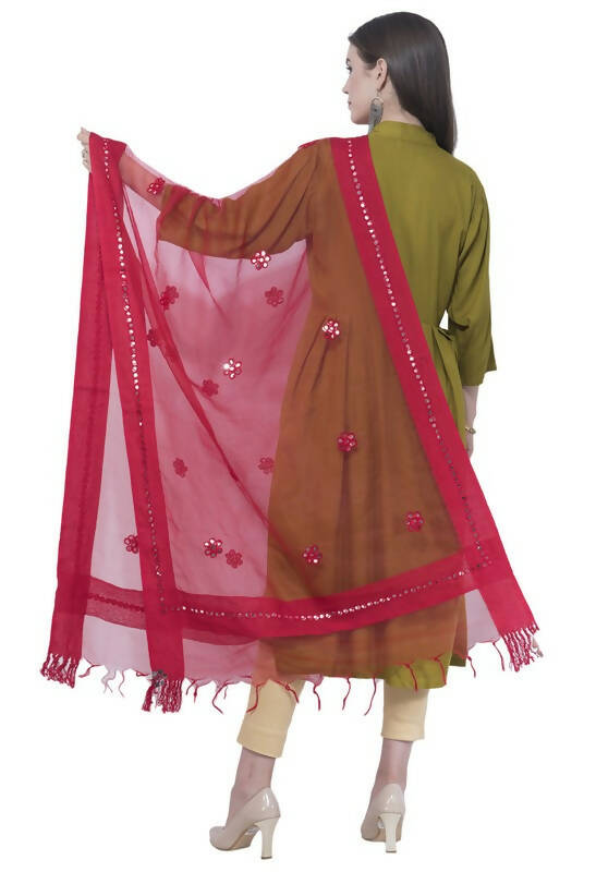Mominos Fashion Moeza Orgenza Flower Mirror Red Dupatta
