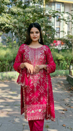 Teeya Creation Rani Color Faux Georgette Heavy Embroidery Work Fully Stitched Salwar Suit - Distacart