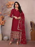 Teeya Creation Maroon Color Faux Georgette Embroidery Work Fully Stitched Salwar Suit