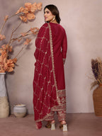 Teeya Creation Maroon Color Faux Georgette Embroidery Work Fully Stitched Salwar Suit