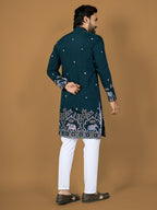 Anaita D Green Embroidery Silk Straight Kurta