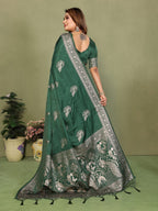 Anaita D Green Zari Butta Work Satin Silk Saree With Blouse - Distacart