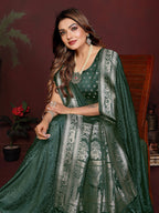 Anaita D Green Zari Weaving Work Satin Silk Saree With Blouse - Distacart