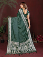 Anaita D Green Zari Weaving Work Satin Silk Saree With Blouse - Distacart
