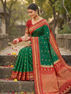 Anaita D Green Silk Woven Saree With Blouse - Distacart