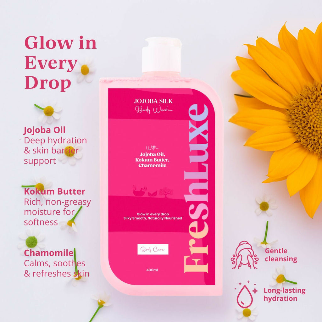 FreshLuxe Silk Bodywash Exfoliating & Hyderation Jojoba, Camomile & Ylang Ylang