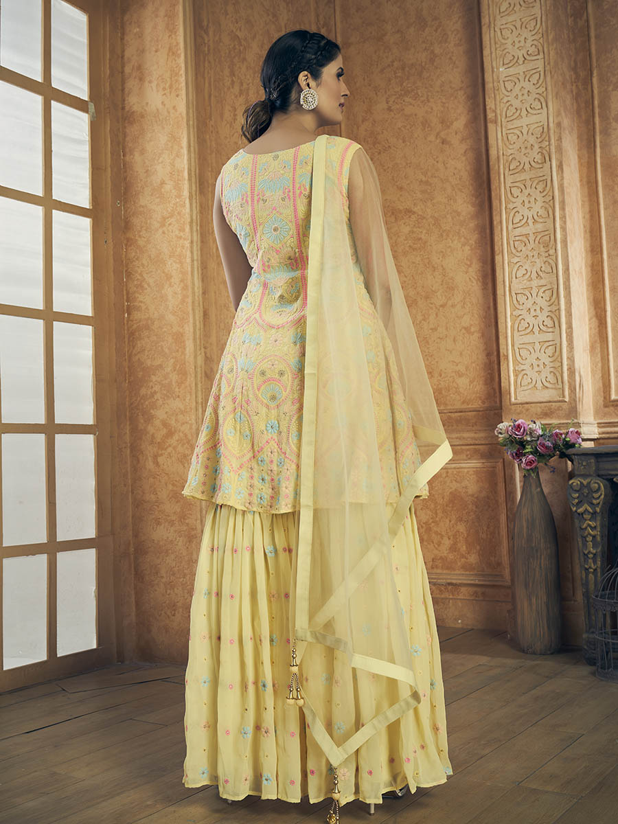 Myra Yellow Georgette Embroidered Designer Suit