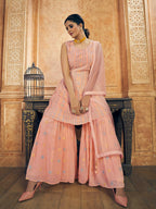 Myra Pink Georgette Embroidered Designer Suit