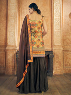 Myra Multi Printed Chinon Silk Designer Suit