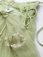 House of Panchhi Lime Green Net Embroideried Round Sequins Lehenga