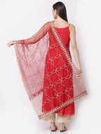Myshka Red Color Silk blend Solid Kurta With Dupatta Set