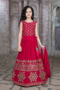 Kids Wedding Designer Pink Georgette Lehenga Choli - Aaradhna