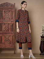 Myshka Women's Multi A-Line Kurta & Trousers With Dupatta