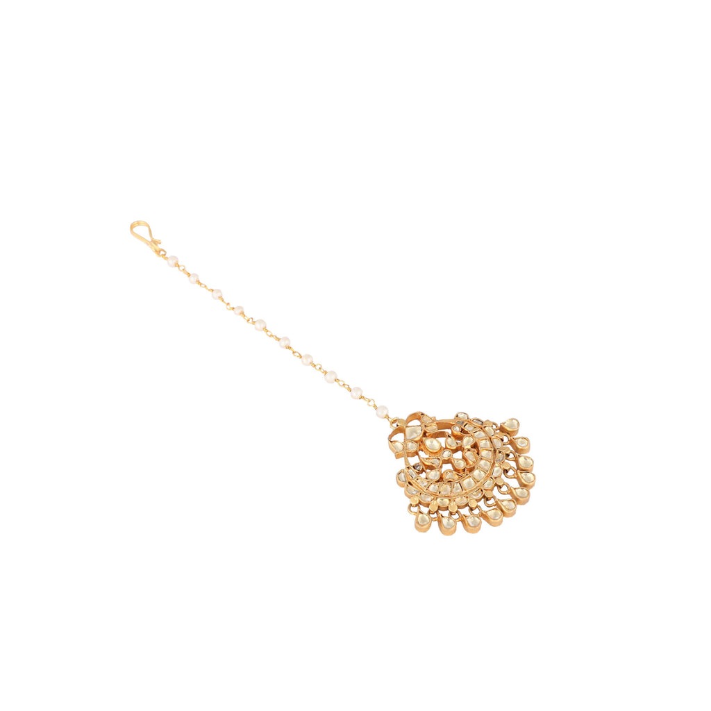 Nuyug 22K Gold Plated Kundan Drop Maang Tikka - Distacart