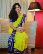DEIANA'S Beautiful Designer Golden zari Soft Lichi Silk Saree - Yellow