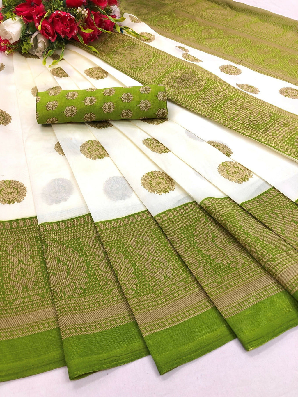 Vamika Green Printed Art Silk Saree