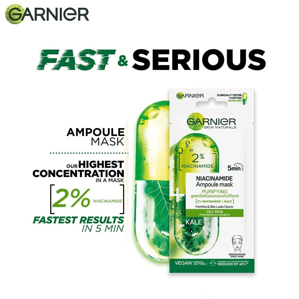 Garnier Niacinamide Serum Ampoule Kale Face Sheet Mask - Distacart