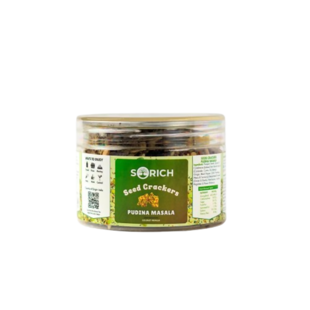 Sorich Organics Pudina Seeds Cracker – Crispy & Healthy Snack with Pudina Masala Twist - Distacart