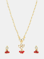 Ruby Raang Kundan Studded And Pearl Beaded Jewellery Set - Distacart