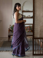 Suta Purple Polka Dots Pure Cotton Saree - Distacart