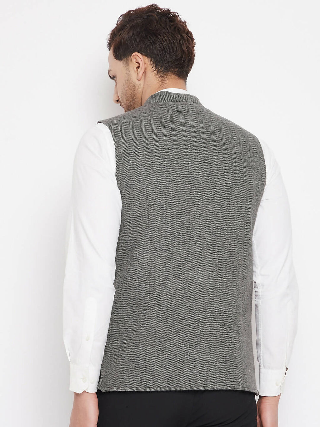 Even Apparels Grey Wool Men Woven Nehru Jacket - Distacart