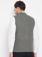 Even Apparels Grey Wool Men Woven Nehru Jacket - Distacart