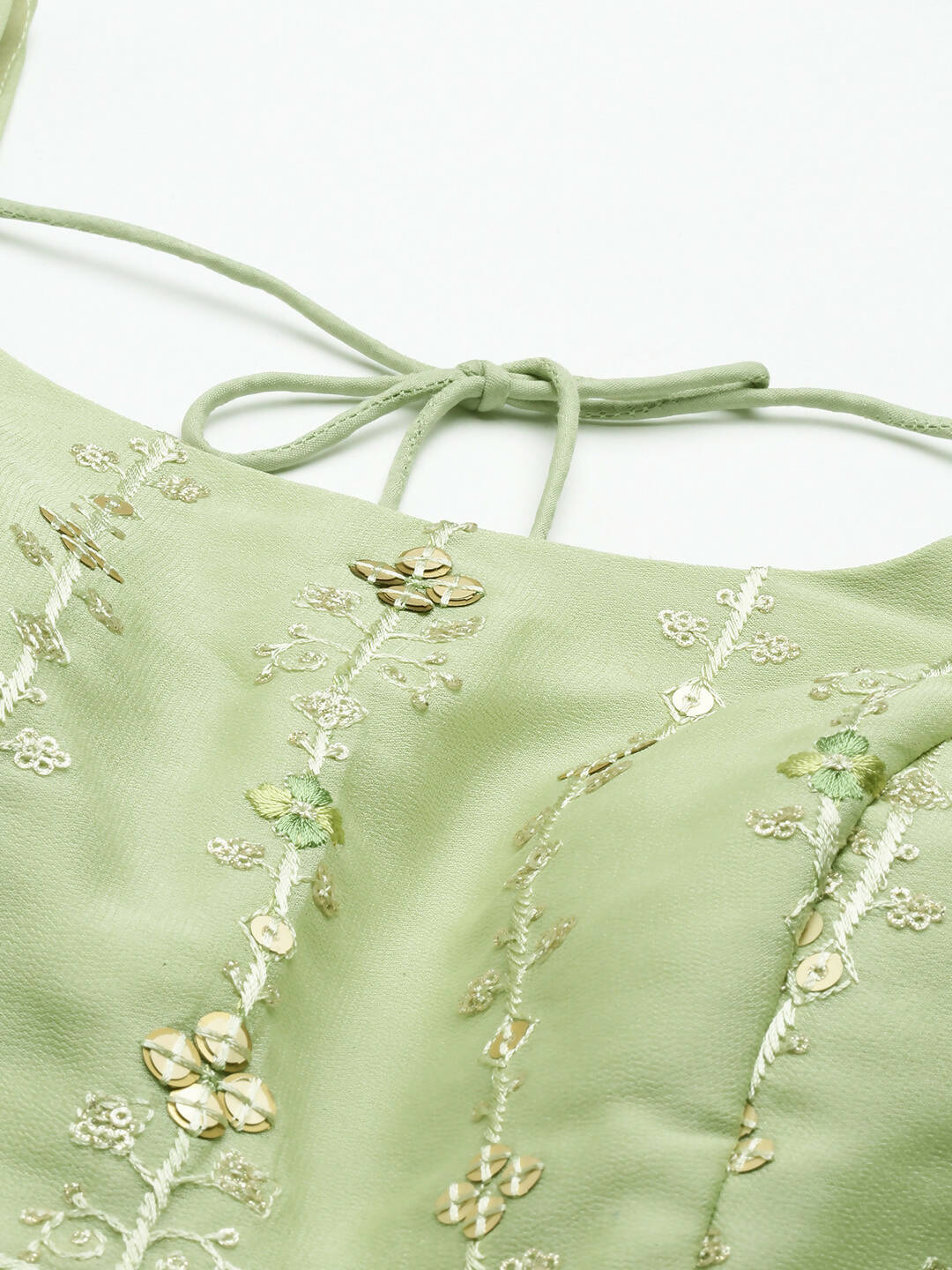 House of Panchhi Pista Green Pure Georgette Embroidered Lehenga & Blouse, Dupatta