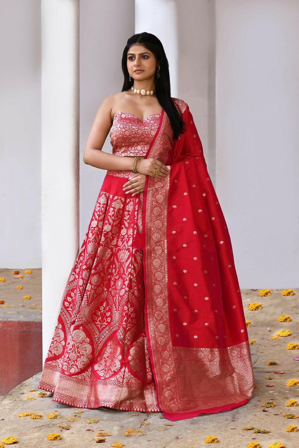 Joban Fashion Fuchsia Soft Pure Handloom Banarasi Silk Lehenga