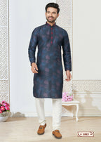 Joban Fashion Men's blue Cotton printed Kurta Pyjama set
