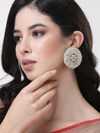 NVR Women Gold-Toned Circular Studs Earrings - Distacart